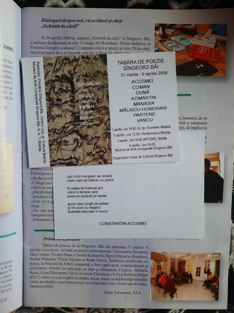 Eveniment poetic la Sîngeorz şi ce scriam eu în revista liceului despre el.